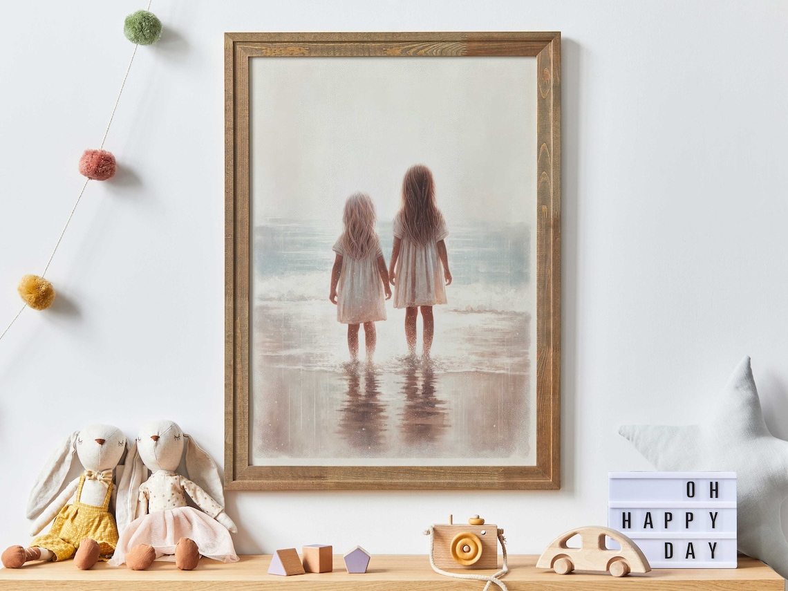 Beachside Sisterhood Vintage-Inspired Art Print