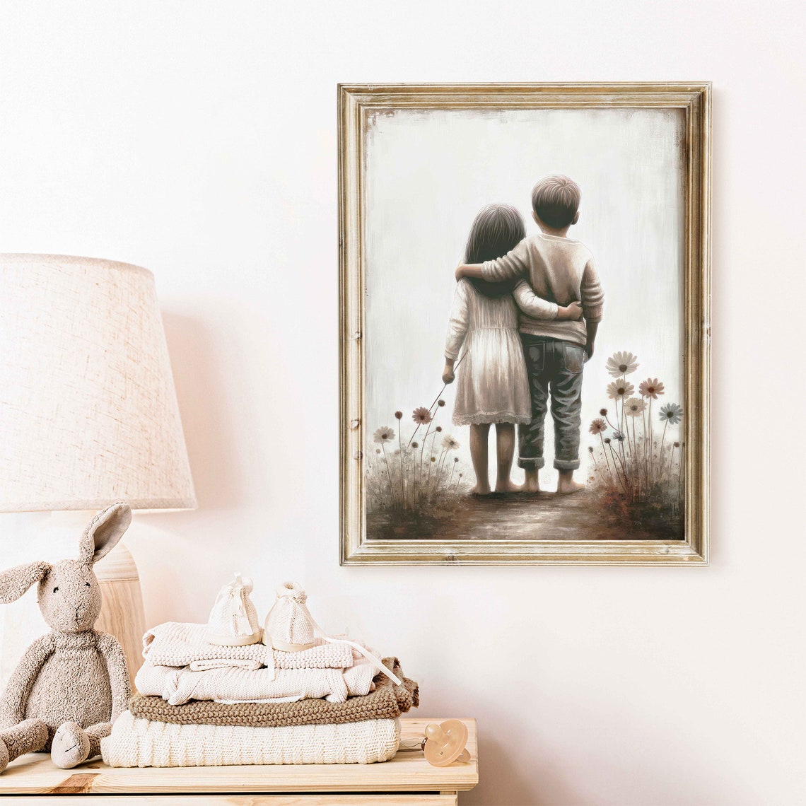 Siblings Portrait Nature Wall Art Print - Image 2