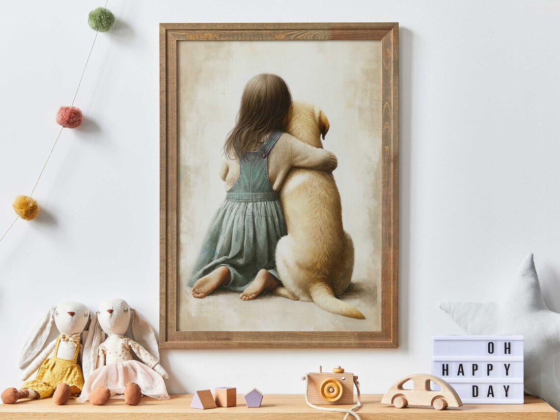 Yellow Labrador Retriever Nursery Art Print, Girl Dog
