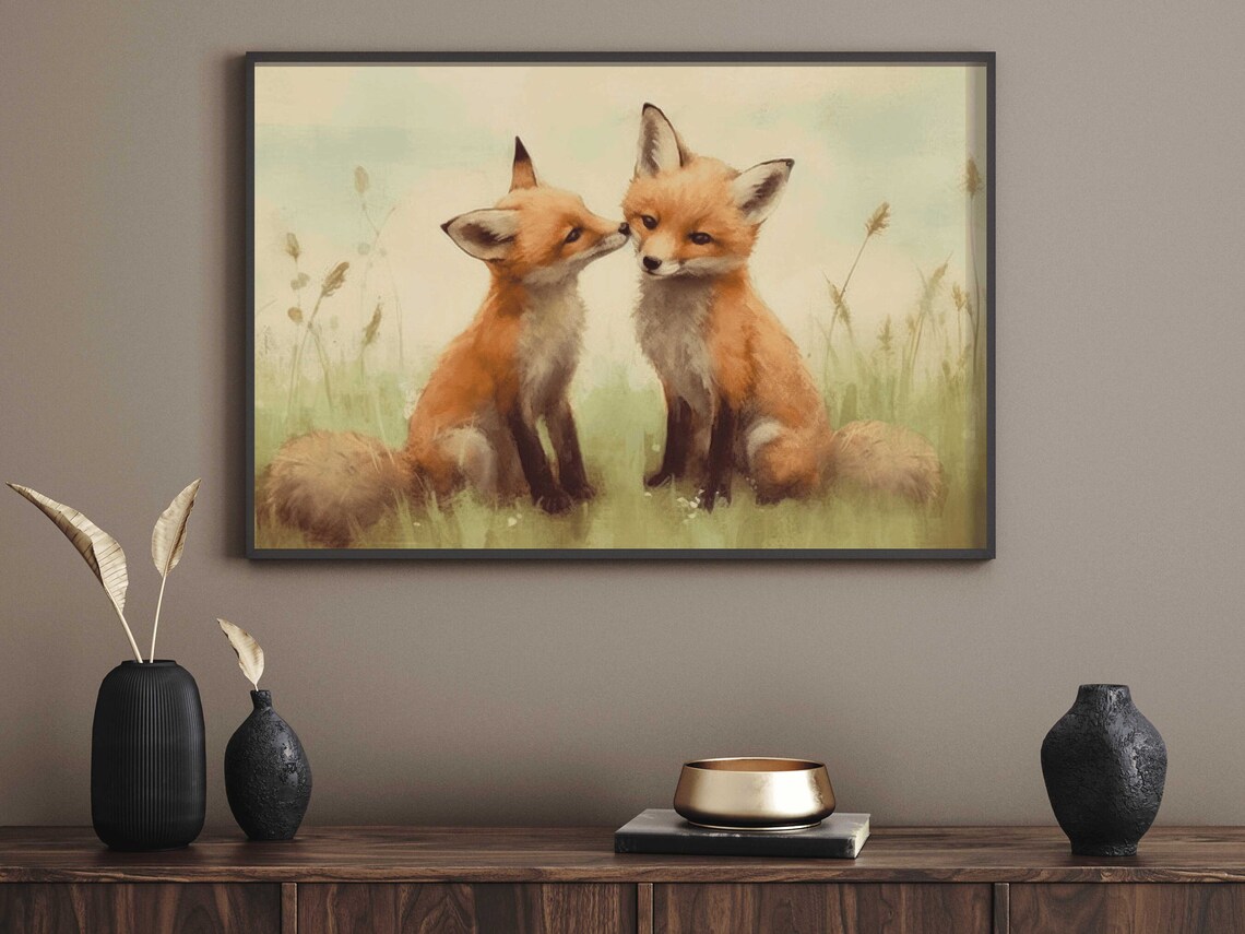 Fox Vintage Animal Art Print, Nursery Decor