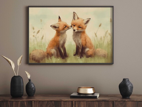Fox Vintage Animal Art Print, Nursery Decor