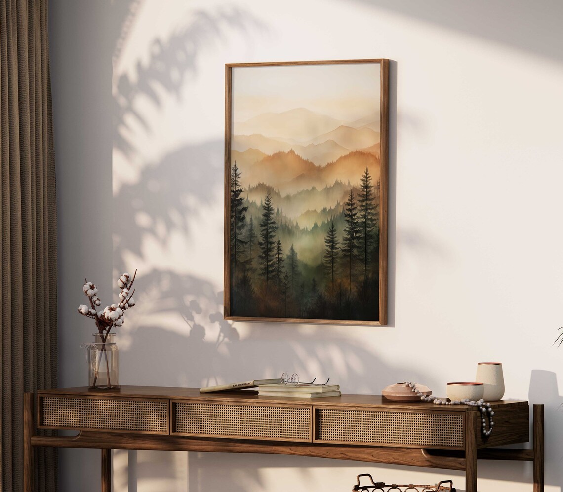 Forest Watercolor Landscape Art Print, Cabin Decor - Image 3