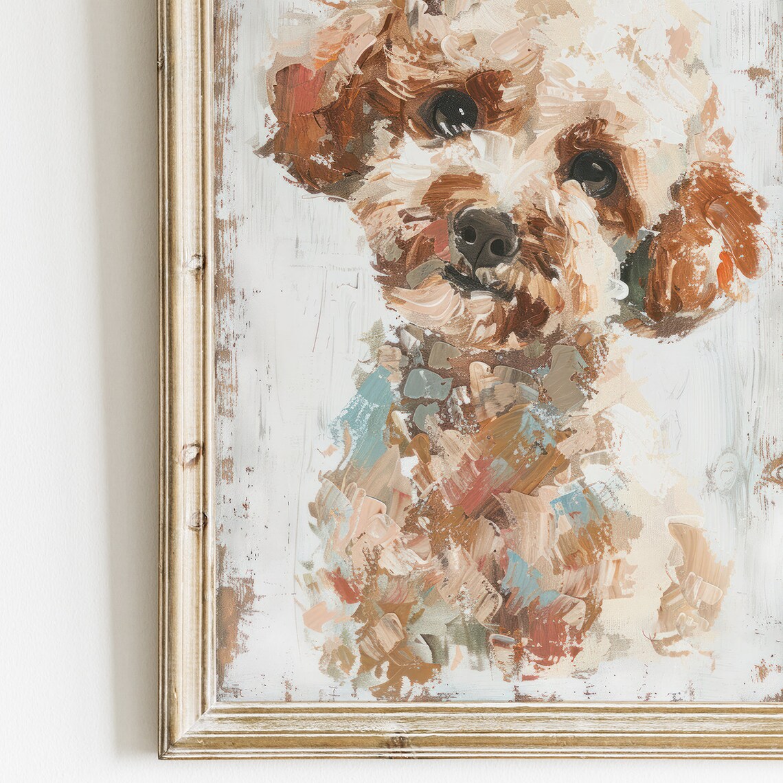 Apricot Miniature Poodle Puppy Portrait Vintage Dog Art Poster - Image 2