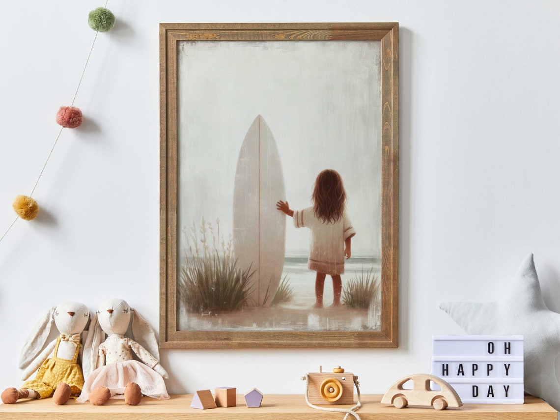 Surfing Nursery Decor Girl Beach Girl Room Decor Surf Print Girl Surfboard Art Surfing Kids Room Decor Surfer Wall Art Kids