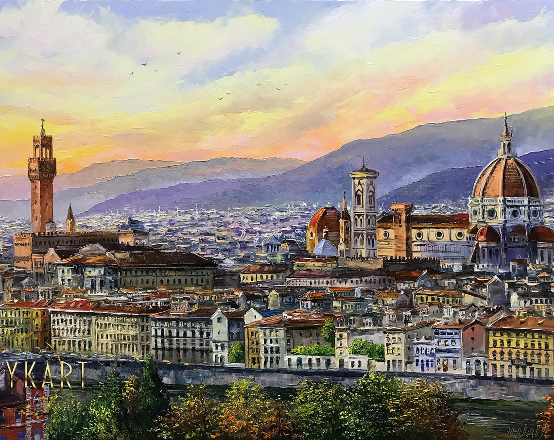 Florence Painting On Florence Italy Wall Art Italian Landscape Oil Painting Original Florence Artwork For Sale Florence Italy Gifts