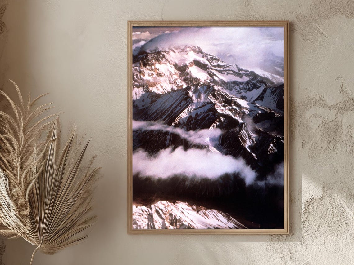 Peru Snow Capped Andean Peaks Clouds Majestic Range Vintage Poster