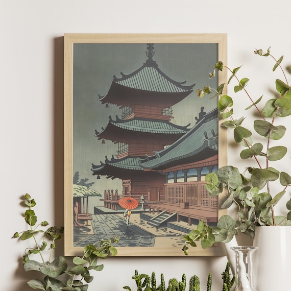 Rain In Kiyomizu Temple, Ukiyo-e Japanese Art Print