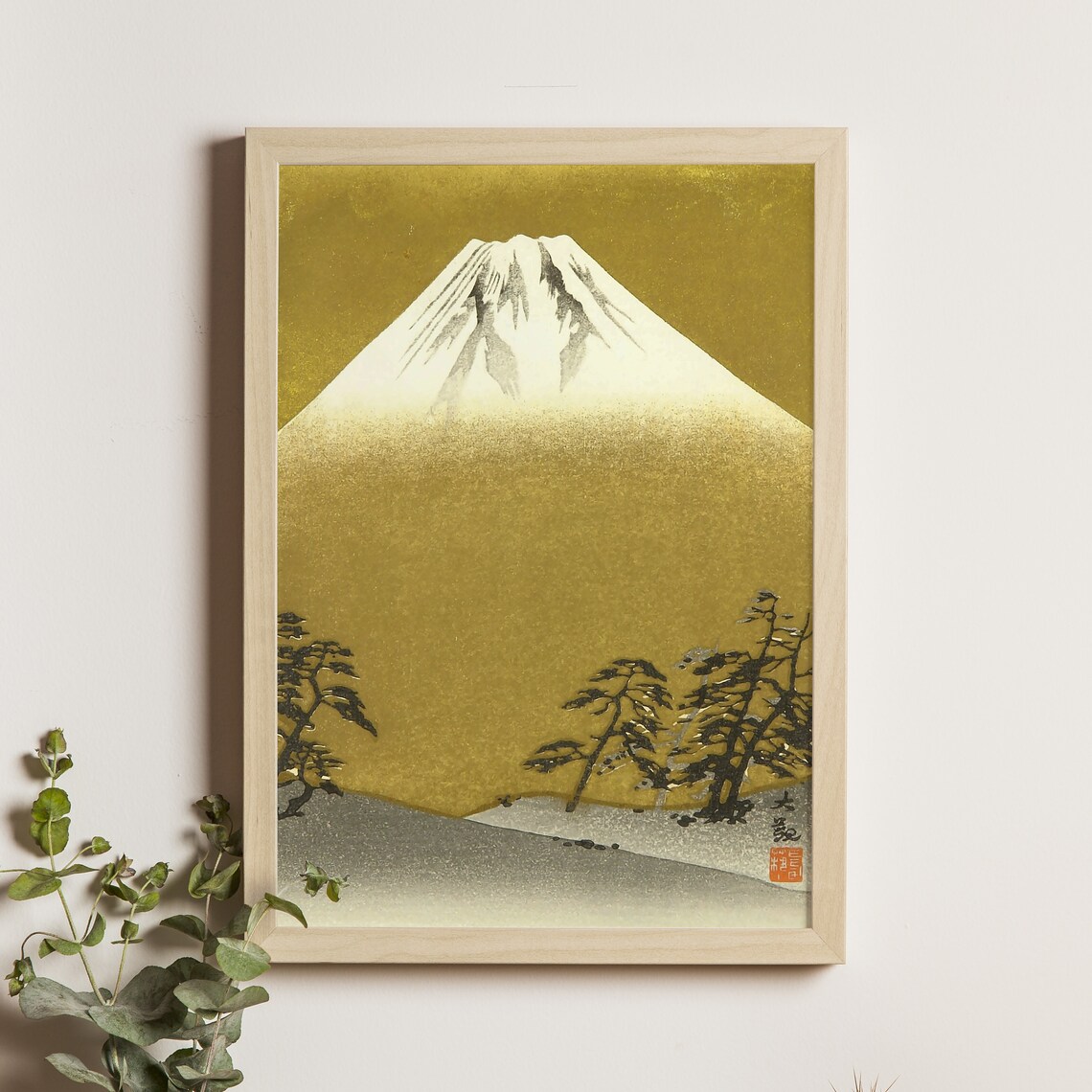 Golden Mt. Fuji Ukiyo-e Travel Poster, Vintage