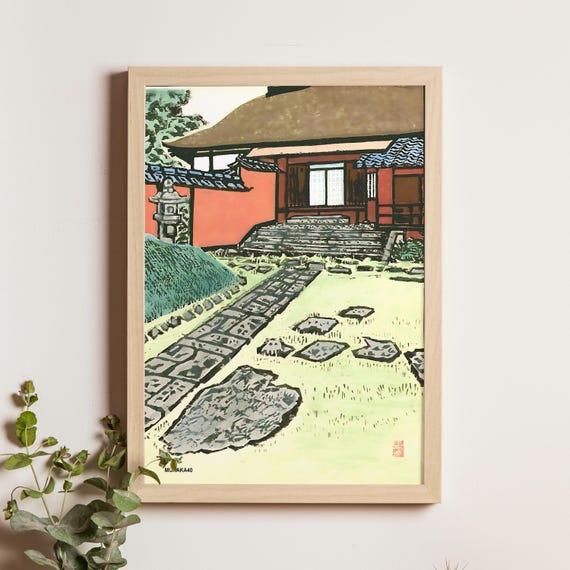 Stone Garden Munakata Makka 1930s Japanese Zen Art Print Rock Decor Minimalist Vintage Wall Poster Asian Gicle Artwork