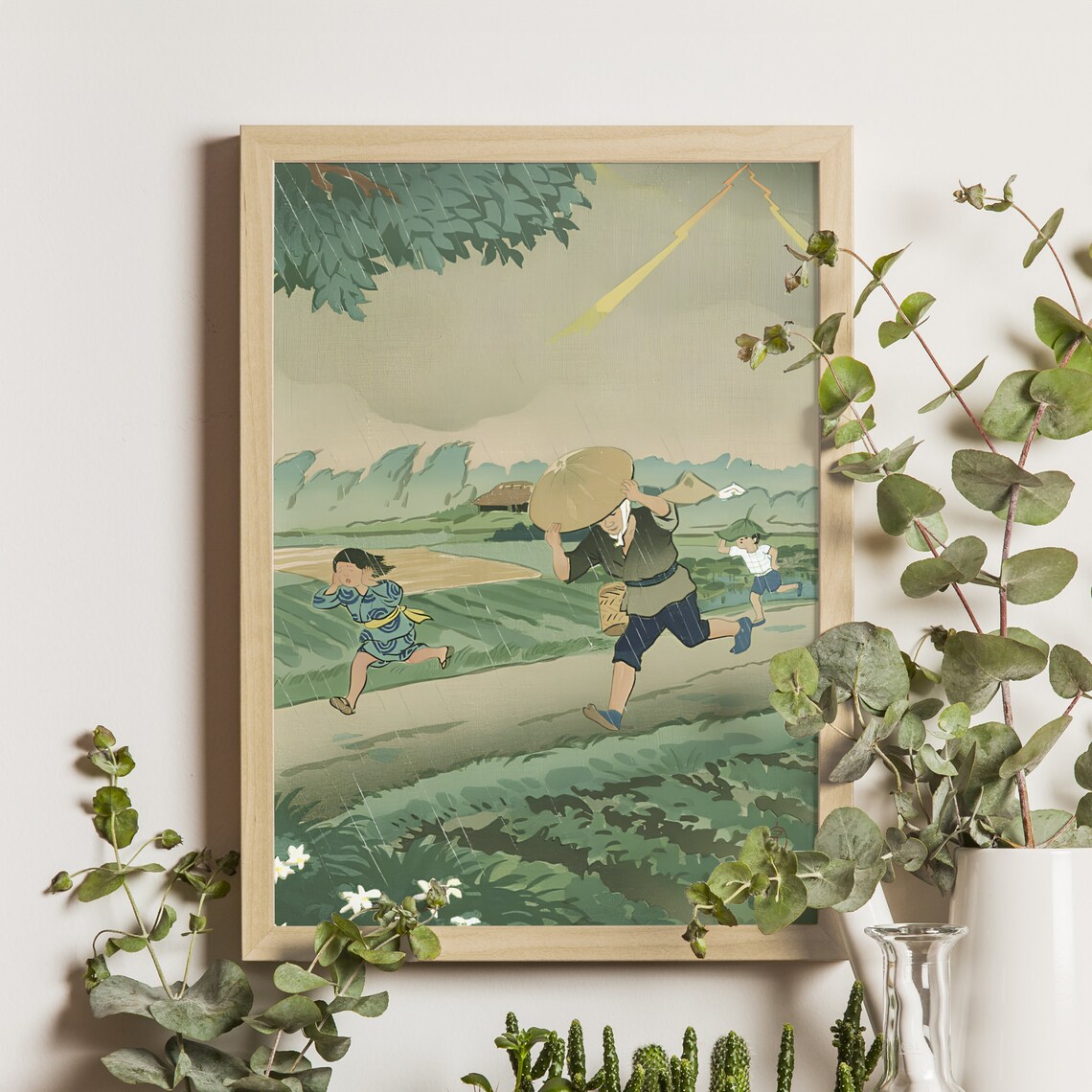 Thunder In The Farming Land Ukiyoe Art Print