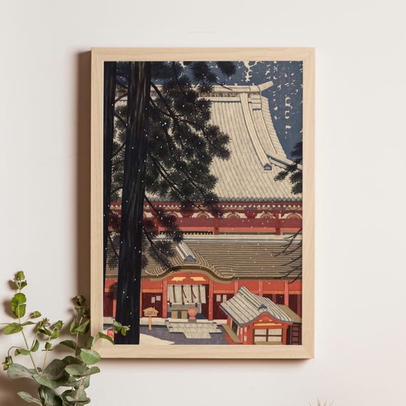 Hieizan Temple Bi Rui Shan Imai Takehisa 1980 Japanese Poster Serene Mountain Landscape Buddhist Architecture Print