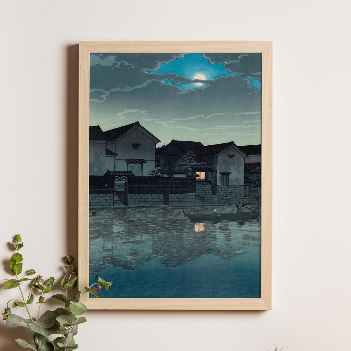 Kawase Hasui Matsue Canal Evening Moonlit Dusk Woodblock Poster
