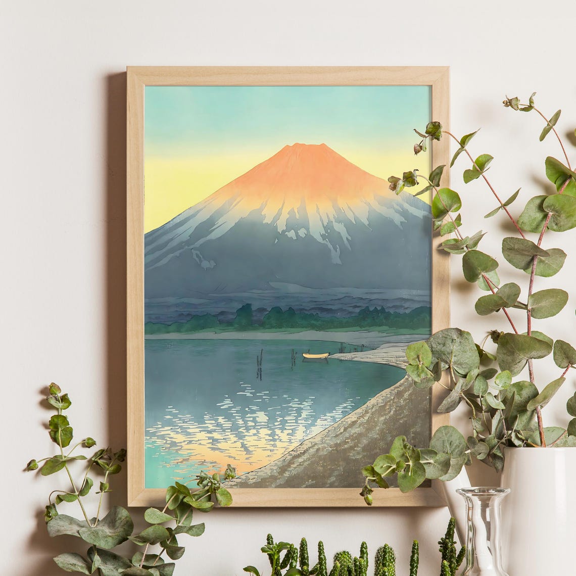 Dawn At Lake Yamanaka Kawase Hasui 1930 Japanese Woodblock Print Shin Hanga Landscape Mount Fuji Art Vintage Japan Poster