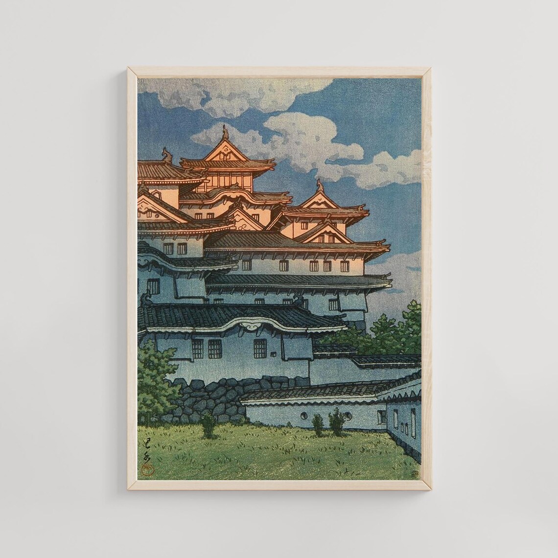 Kawase Hasui Shirasagi Castle Himeji in Snow White Castle Scene Poster