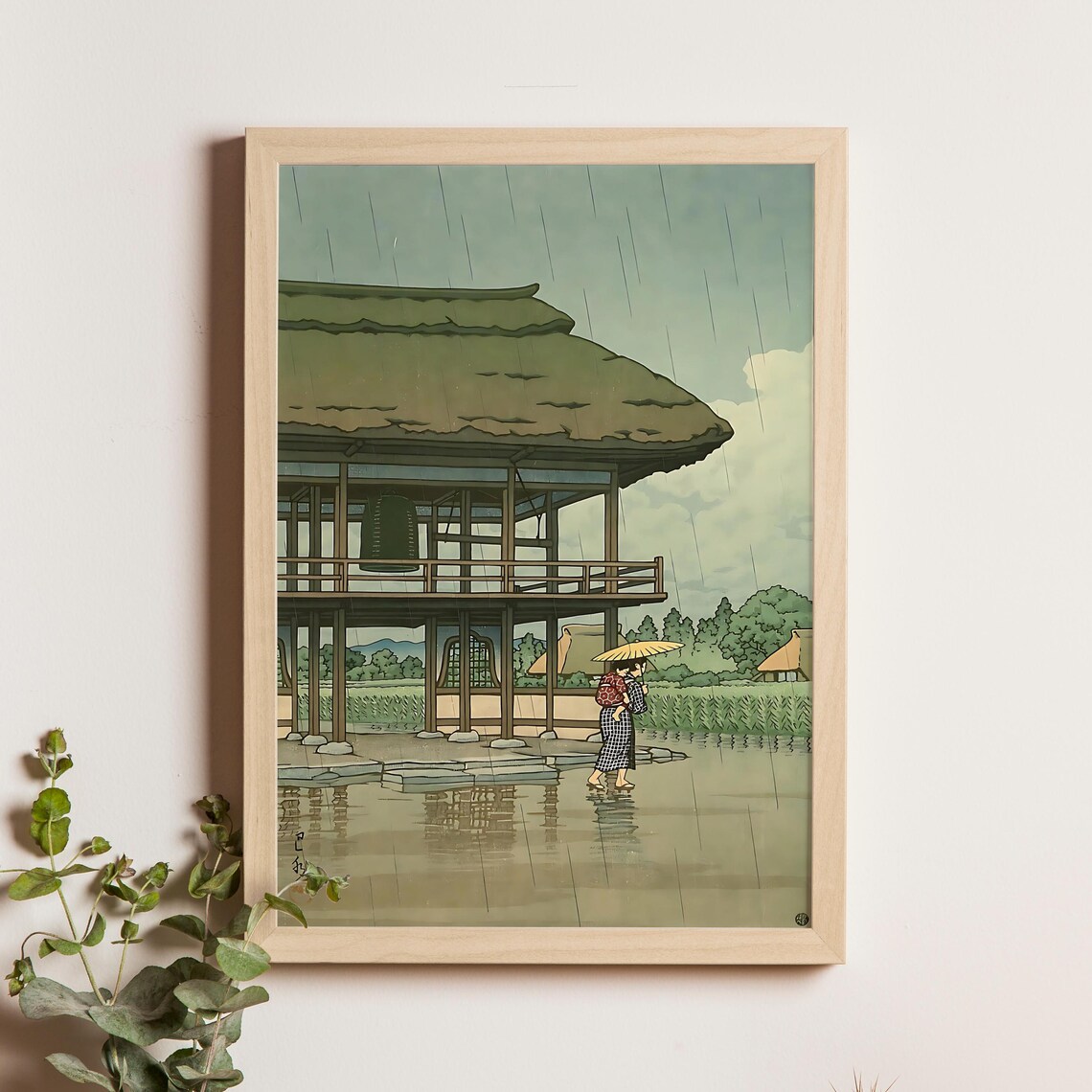 Genzoji Temple Kawase Hasui 1950 Japanese Shinhanga Print Snowy Buddhist Architecture Woodblock Art Of Saitama Japan