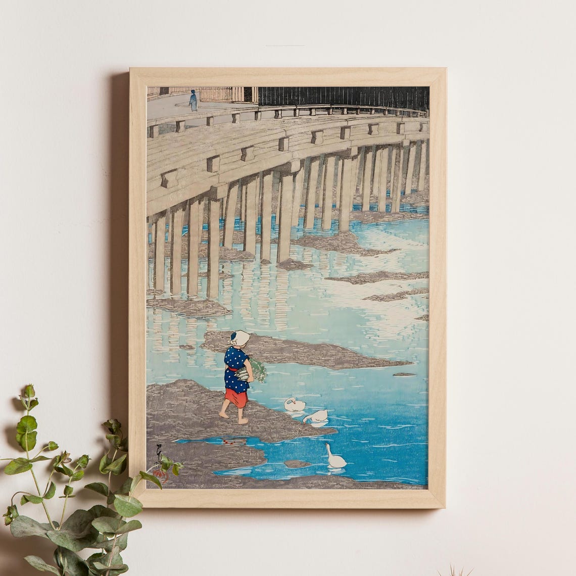 Gion Bashi Bridge Kawase Hasui 1931 Japanese Woodblock Print Of Asakusa In Rain Shinhanga Landscape Wall Art For Collectors