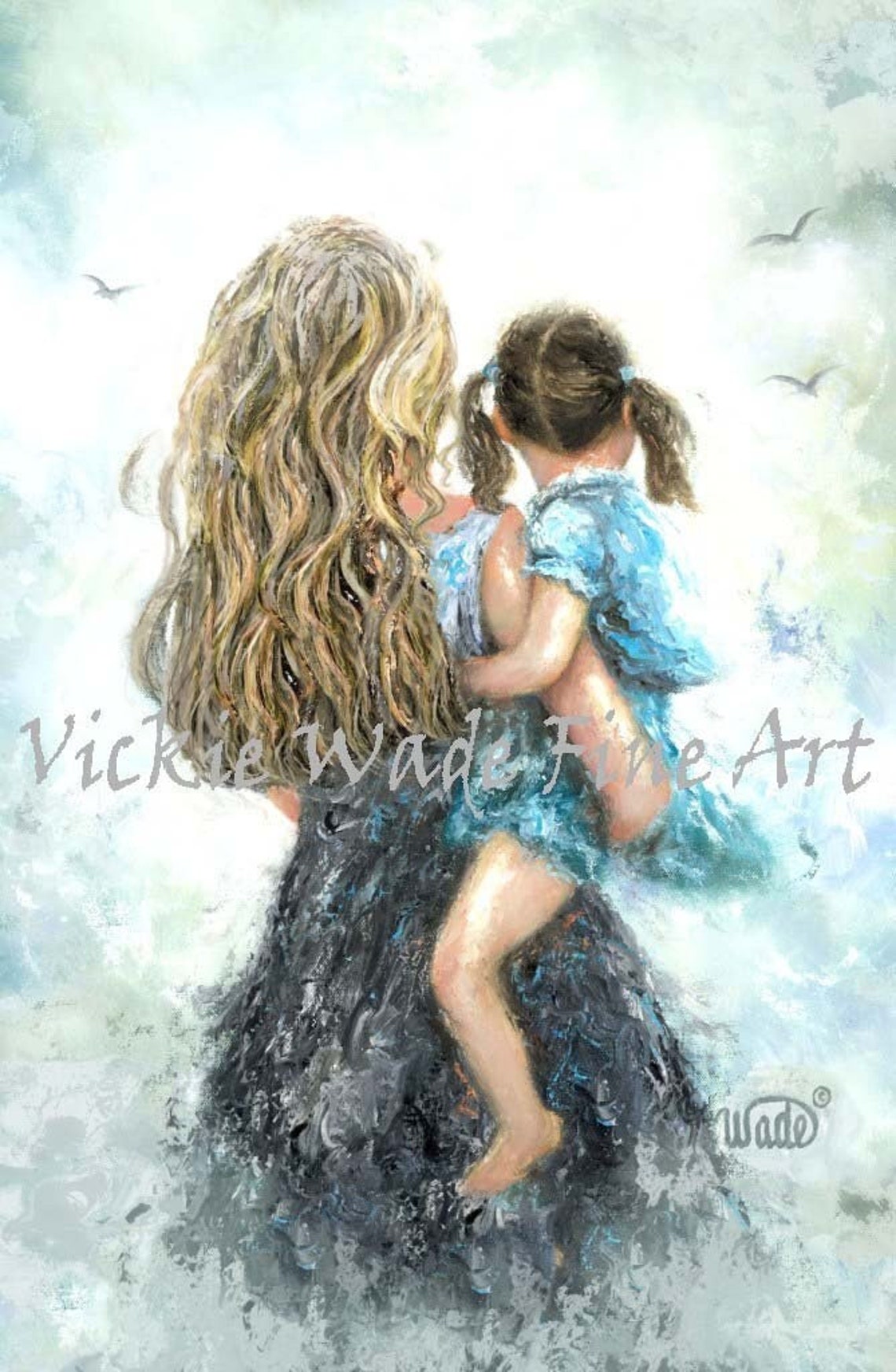Mother And Daughter Art Print Blonde Mother Brunette Daughter Redhead Mother And Daughter Mother Carrying Daughter Vickie Wade Art