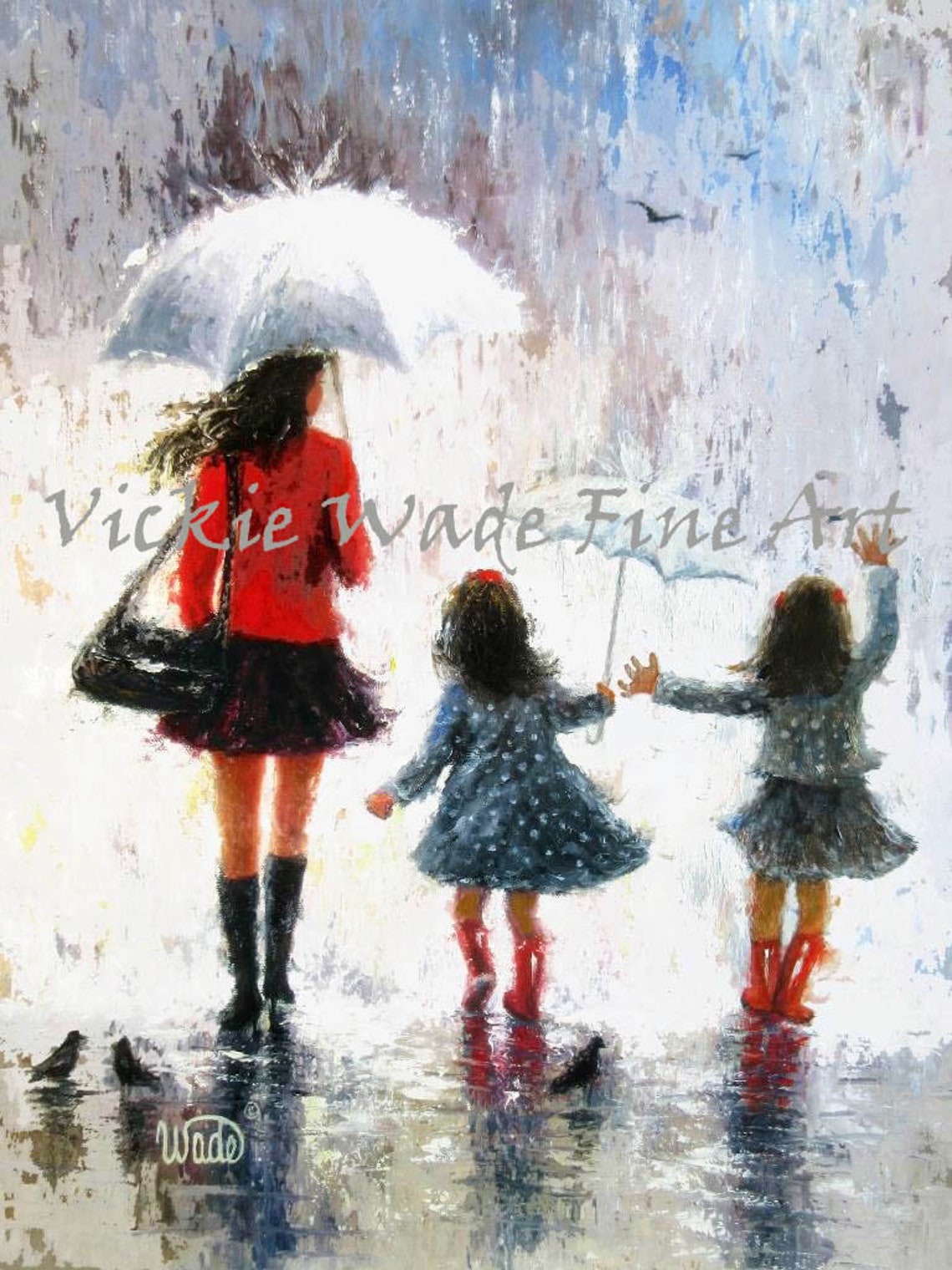 Twin Girls Art Print Twins Twin Sisters Twin Daughters Mother Twin Girls Wall Art Mothers Day Gift Mom And Twin Girls Vickie Wade Art