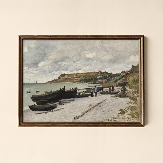 Claude Monet Fishing Boats On Normandy Beach Impressionist Poster
