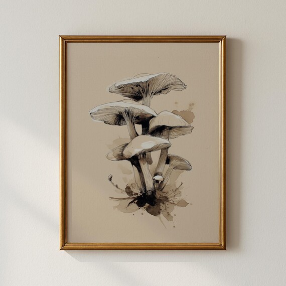 Vintage Mushroom Print, Nature Decor
