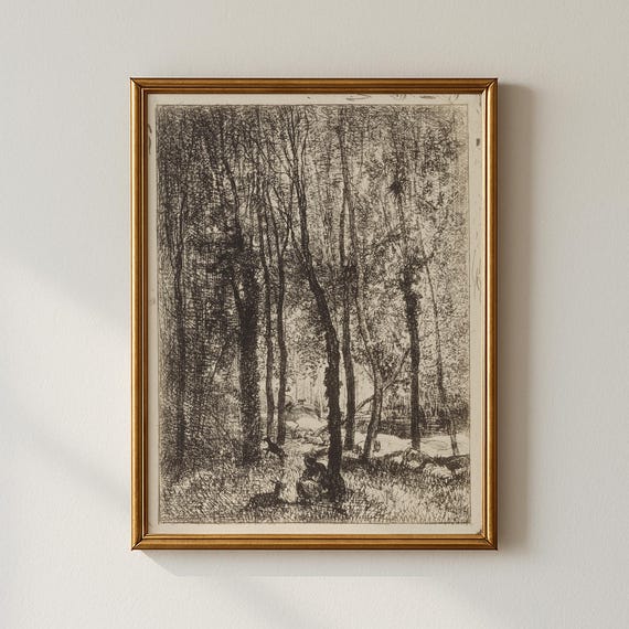 Vintage Forest Scene Print Bedroom Wall Art Collected Prints Cpp144