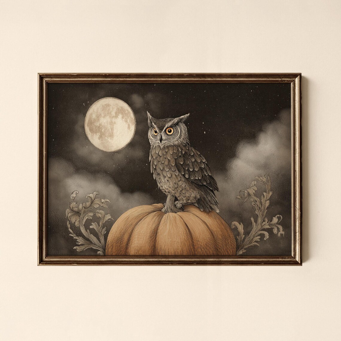 Halloween Owl And Moon Print Holiday Wall Art Kitchen Collected Prints Cpl715