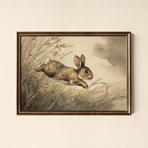 Vintage Rabbit Print Animal Wall Art Gallery Collected Prints Cpl641