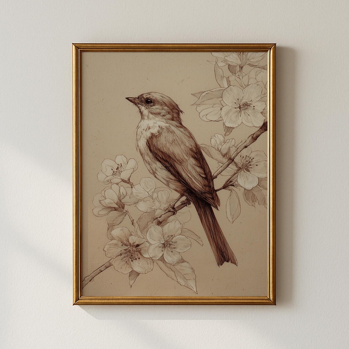 Vintage Bird Print Botanical Bedroom Wall Art Collected Prints Cpp697