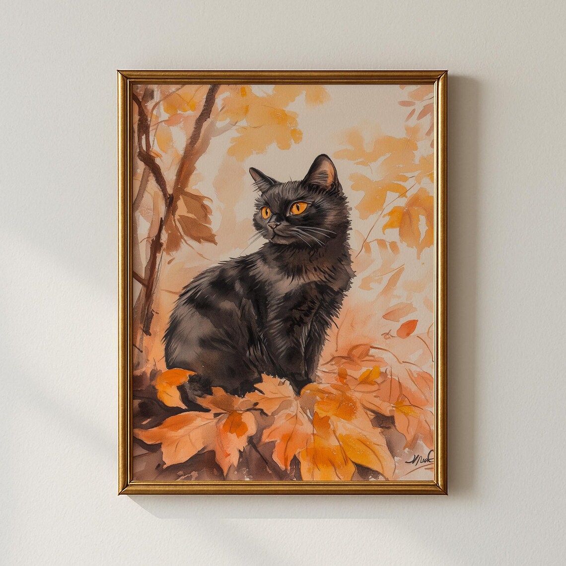 Autumn Cat Print Nature Wall Art Living Room Decor Collected Prints Cpp604
