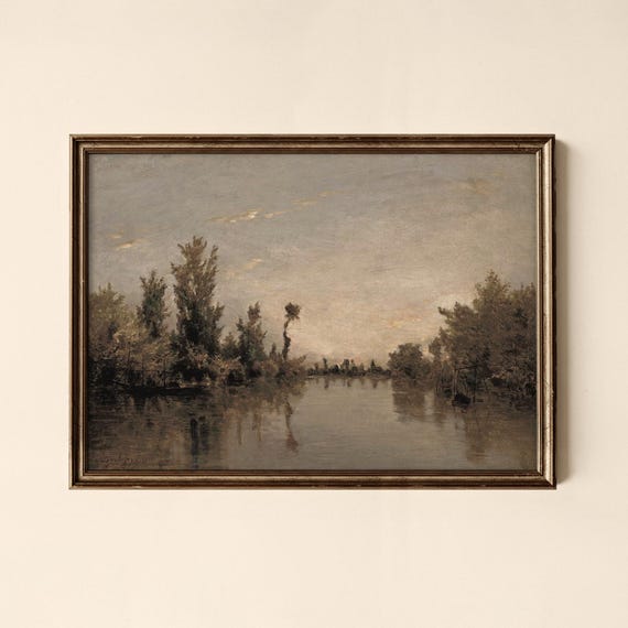 Vintage River Landscape Print Living Room Decor Wall Art Collected Prints Cpl011