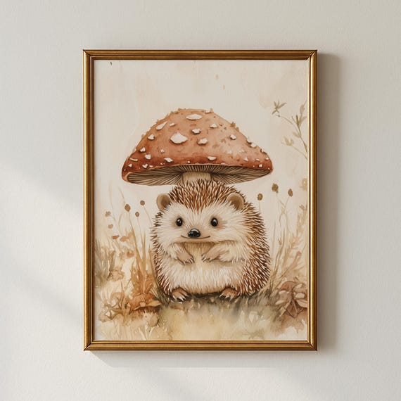 Hedgehog Print Modern Wall Art Nursery Room Decor Collected Prints Cpp808