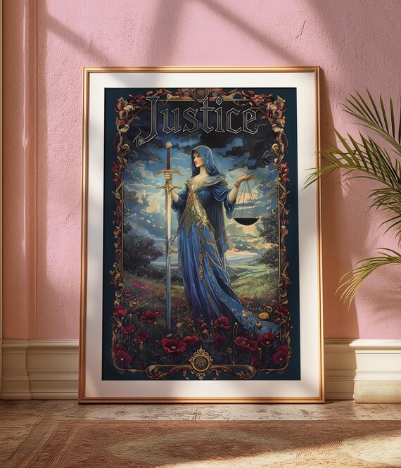Tarot Justice Card, Dark Fantasy Theme Art Print