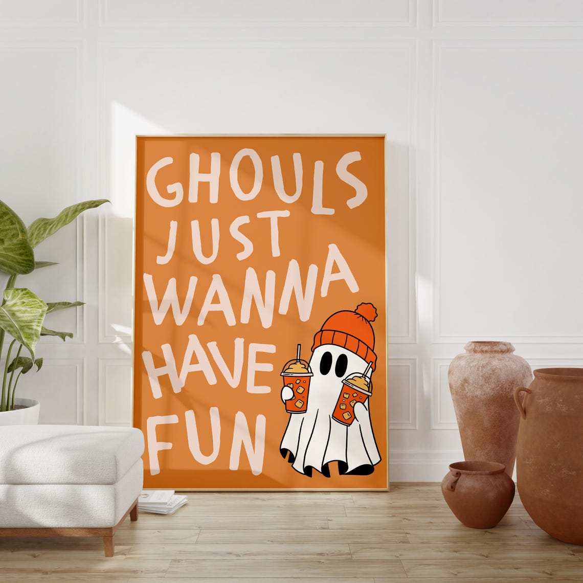 Ghouls Just Wanna Have Fun Halloween Ghost Typography Poster