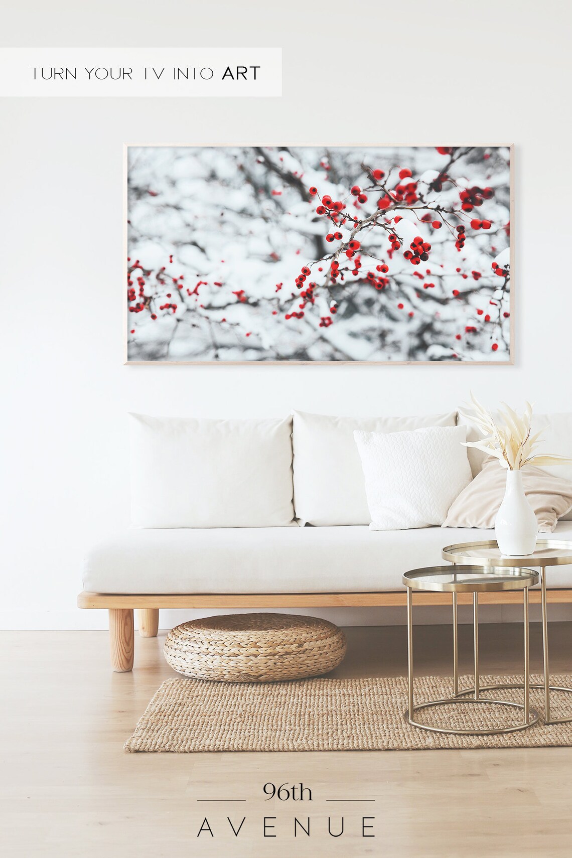 Frozen Red Berries Winter TV Art, Holiday Poster - Image 2