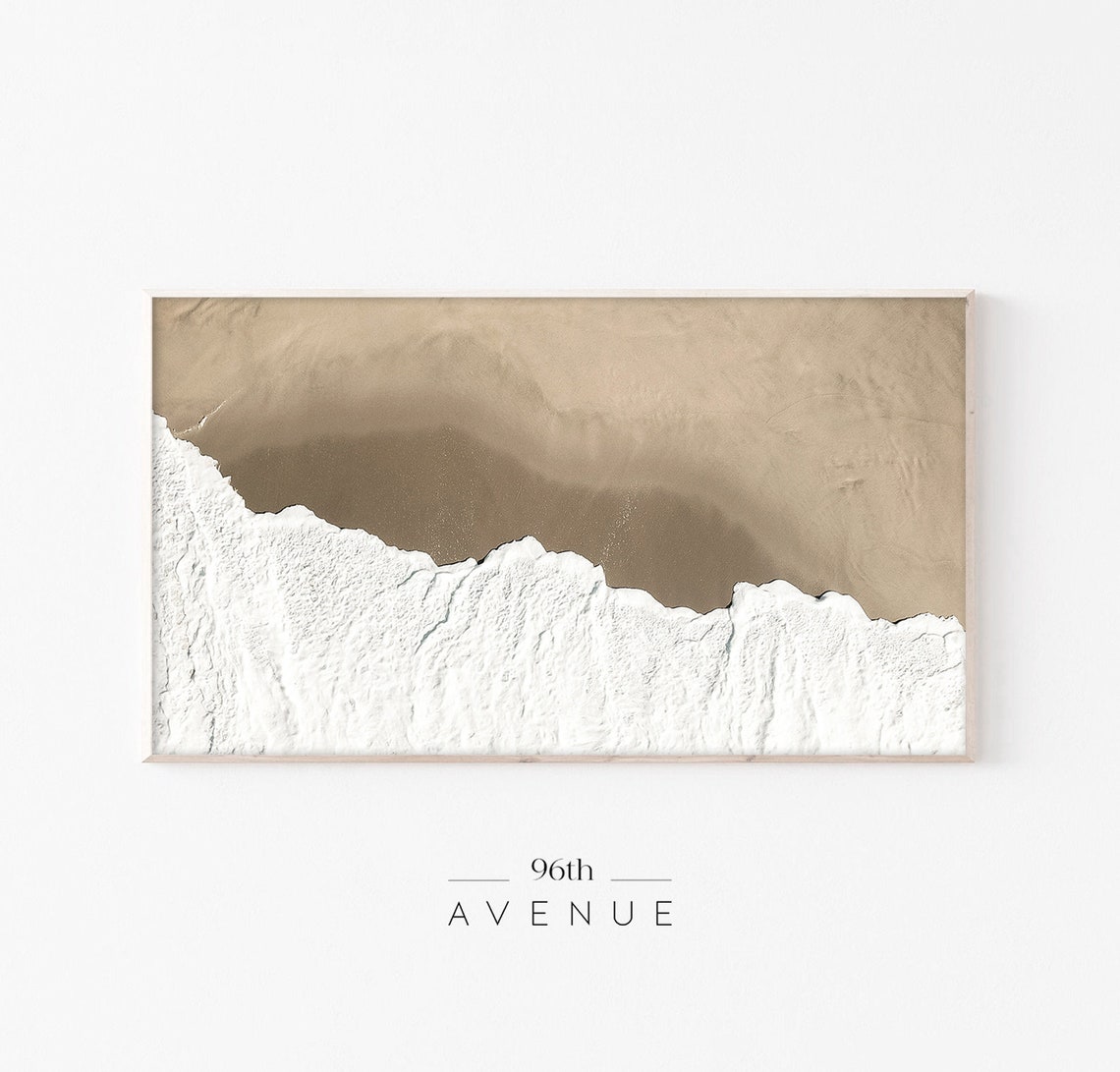 Abstract Aerial Beige Sand White Foam Neutral Coastal Poster