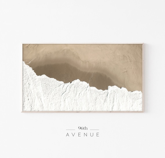 Abstract Aerial Beige Sand White Foam Neutral Coastal Poster