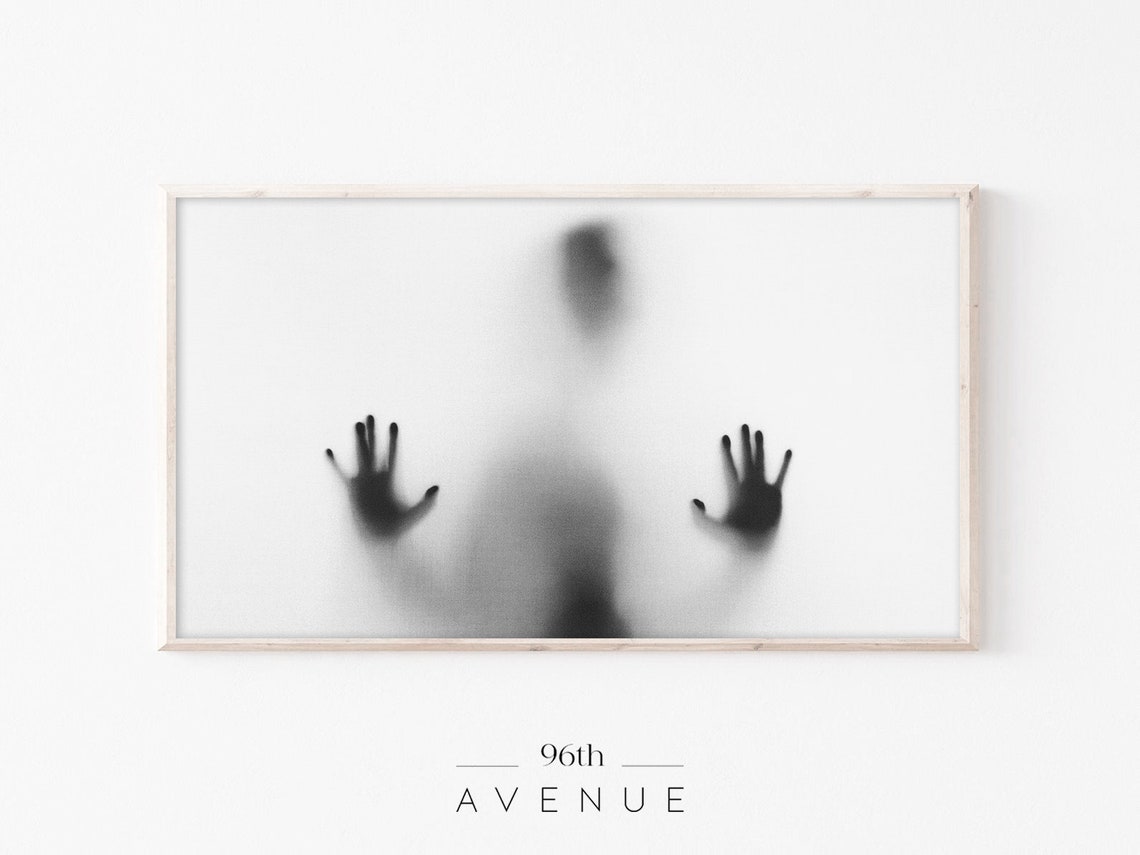 Creepy Silhouette Hands Pressed On Glass Spooky Horror Photo Wall Art