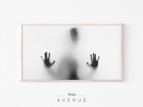 Creepy Silhouette Hands Pressed On Glass Spooky Horror Photo Wall Art