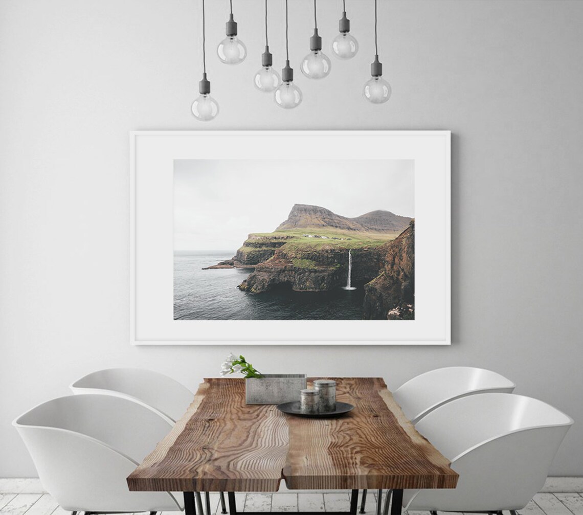 Faroe Islands Landscape Photography, Nordic Waterfall Print - Image 2
