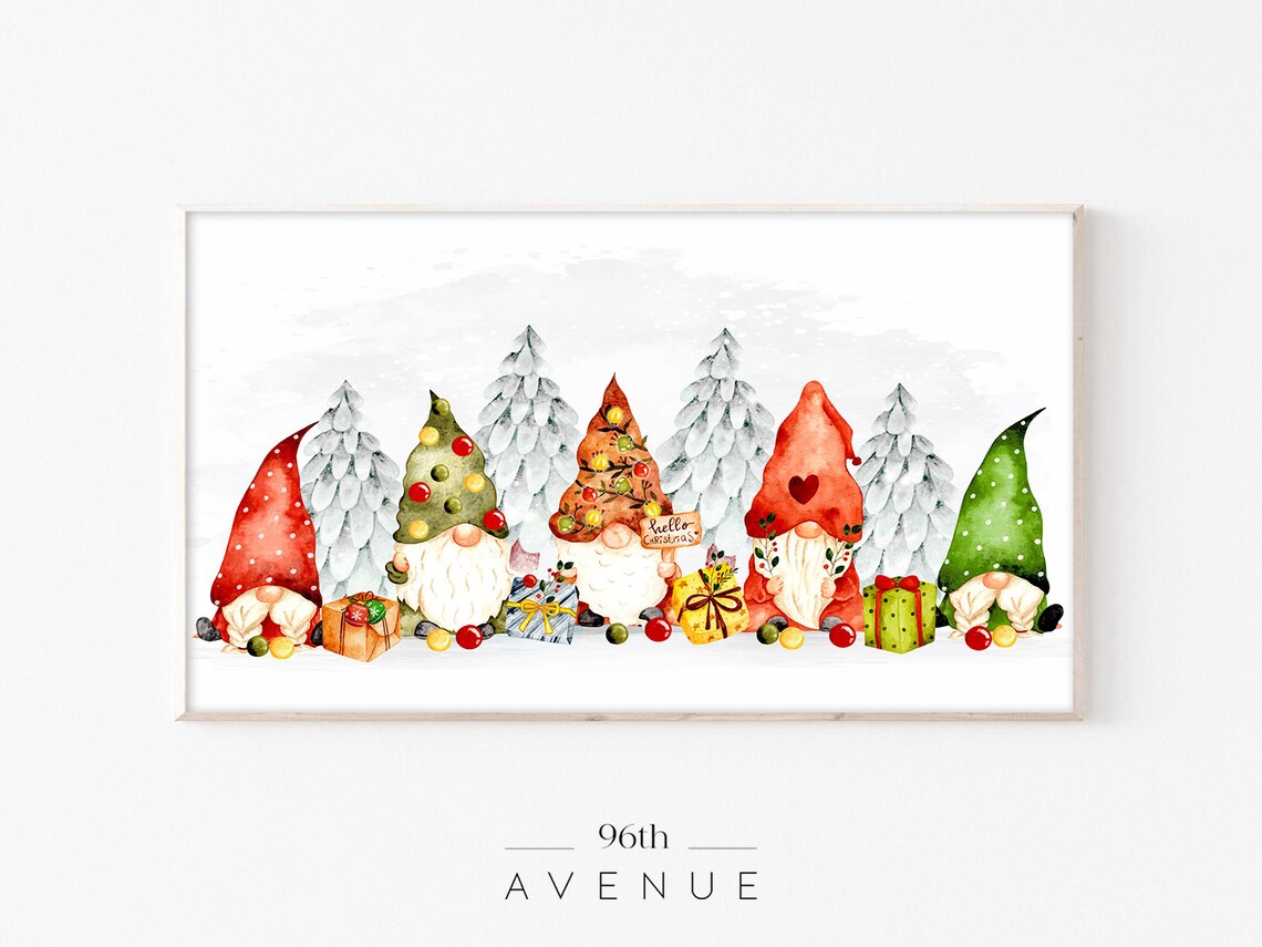 Christmas Watercolor Elfs, Santa Helpers Gnomes Art Print
