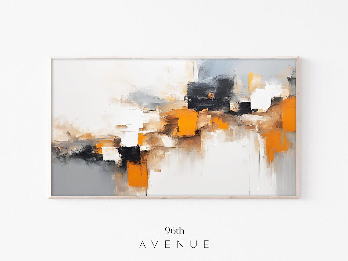 Abstract Modern Painting Frame Tv Art Orange Home Decor Art Frame Tv Frame Art 1129tv
