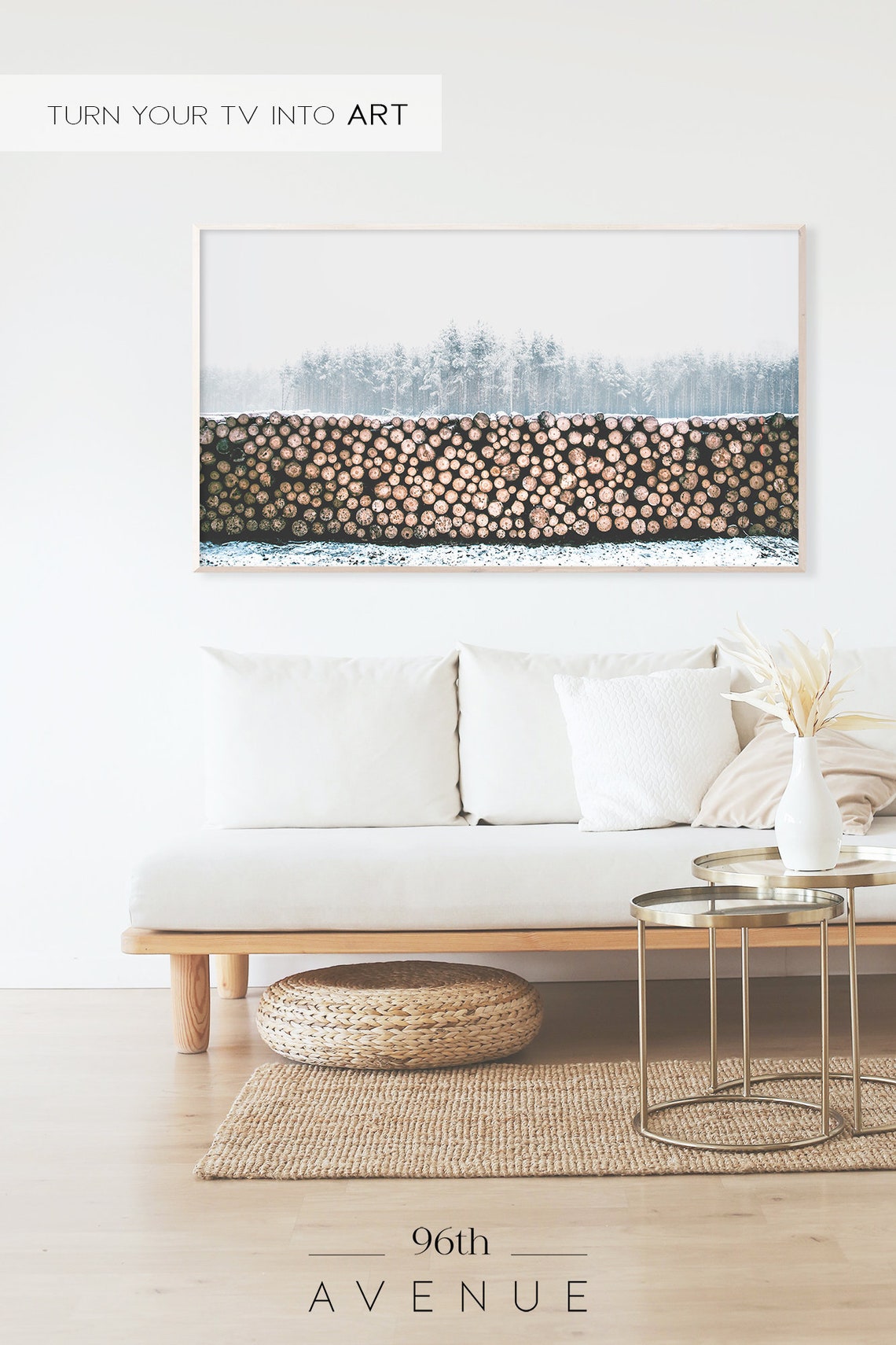 Winter Tree Logs Art For TV - Image 2