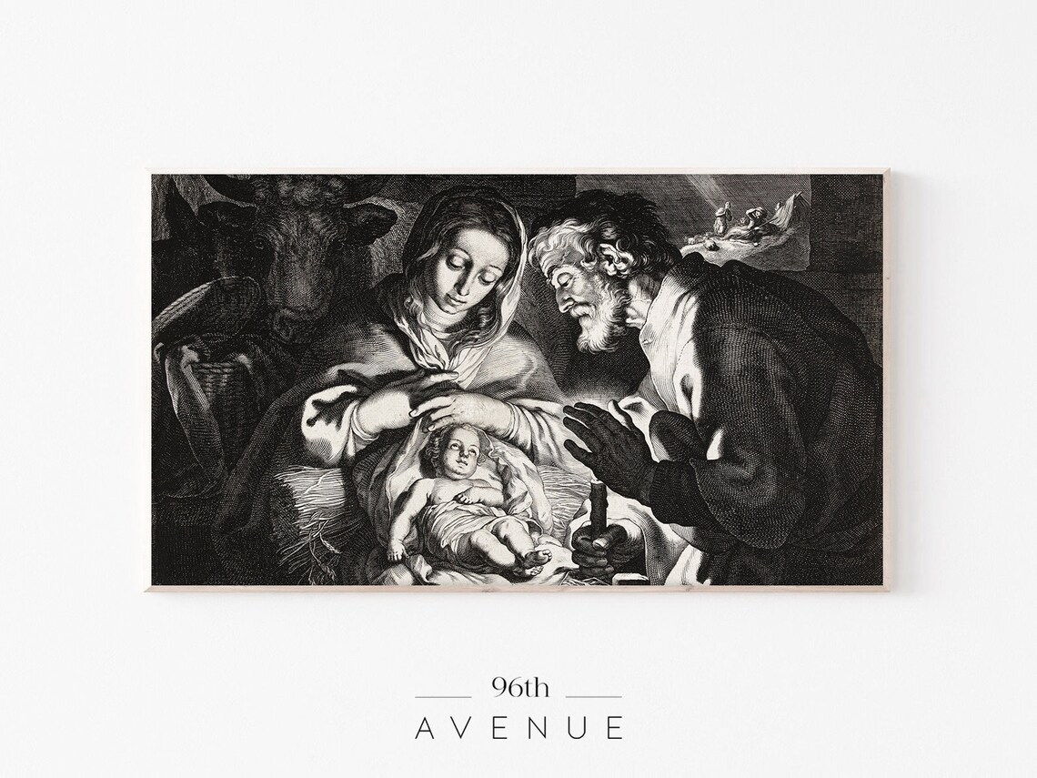 Christmas Nativity Scene Art Print for TV Decor