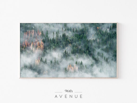 Frame Tv Art Foggy Forest Art For Tv Misty Mountain Frame Tv Art