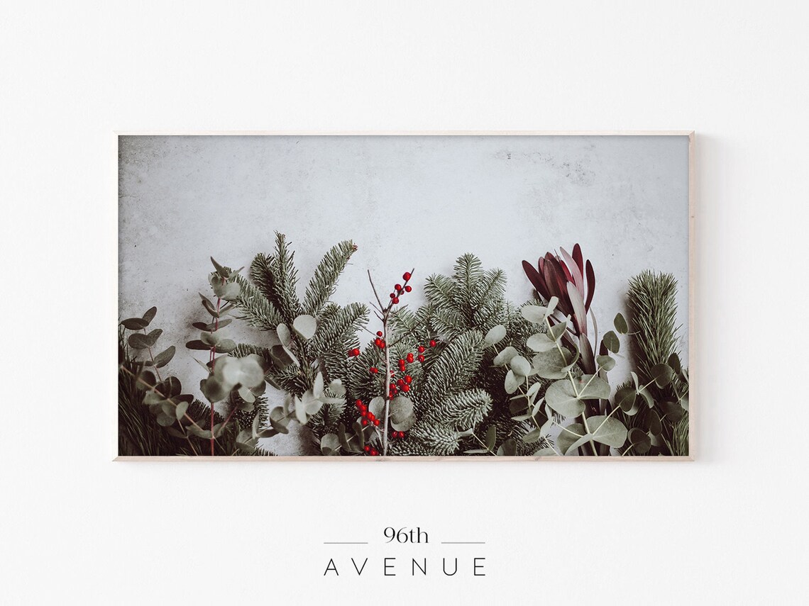 Christmas Pine Branches, Holiday Wall Art Print