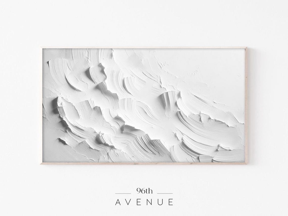 White Abstract Textured Plaster Impasto Brushstroke Art Poster