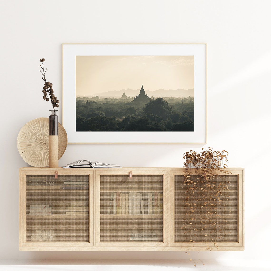 Bagan Myanmar Temple Silhouettes Misty Sunrise Travel Poster - Image 2