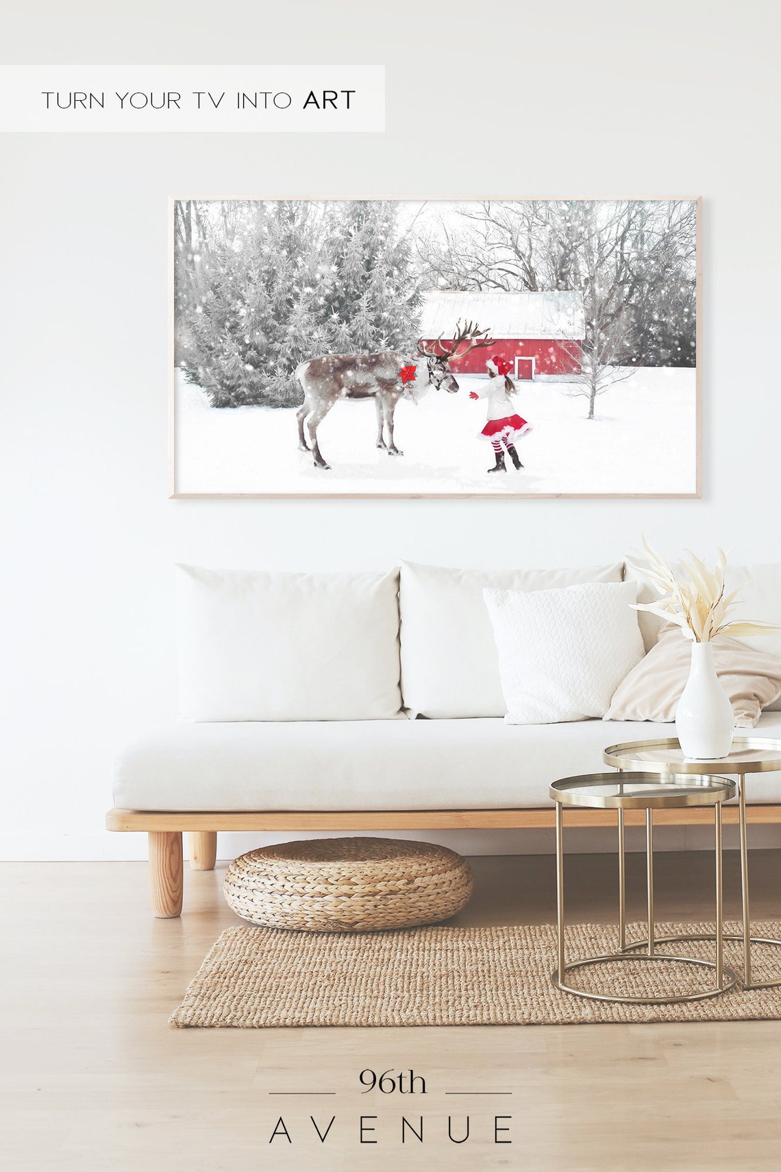 Winter Reindeer Holiday Art Print - Image 2