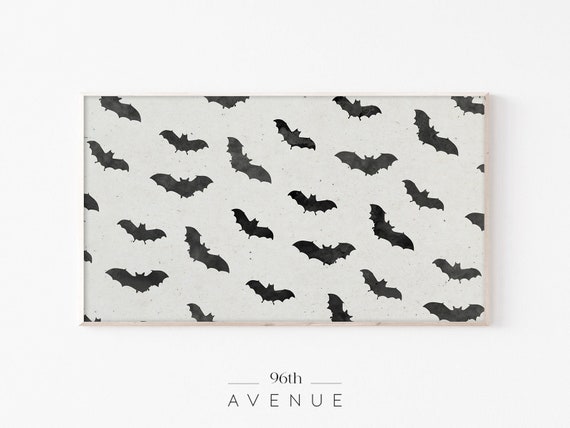 Halloween TV Frame Art Print, Neutral Fall Decor