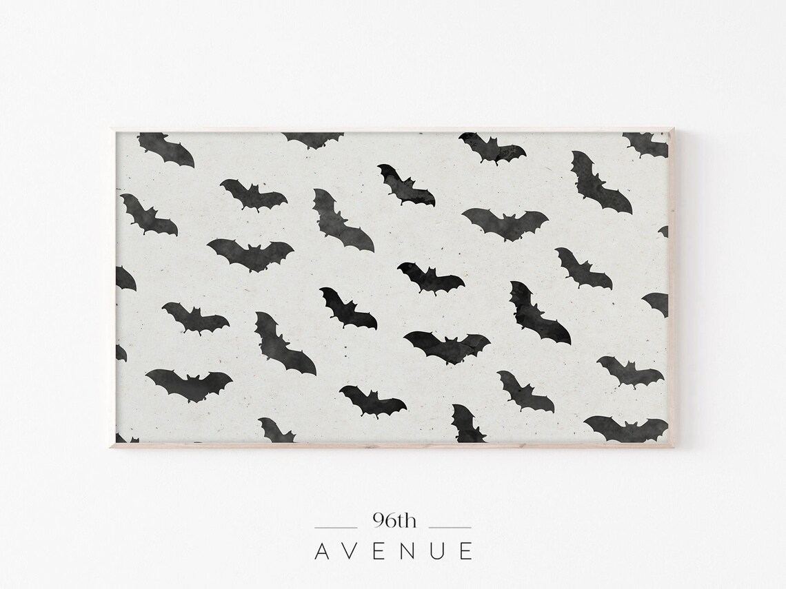 Halloween TV Frame Art Print, Neutral Fall Decor